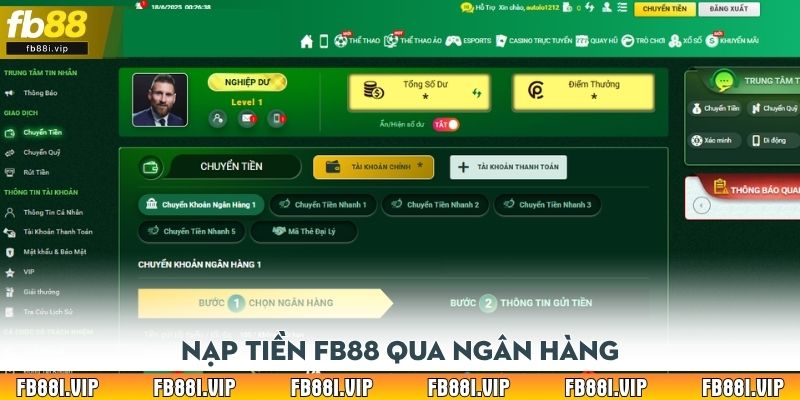 Nạp tiền FB88 qua ngân hàng